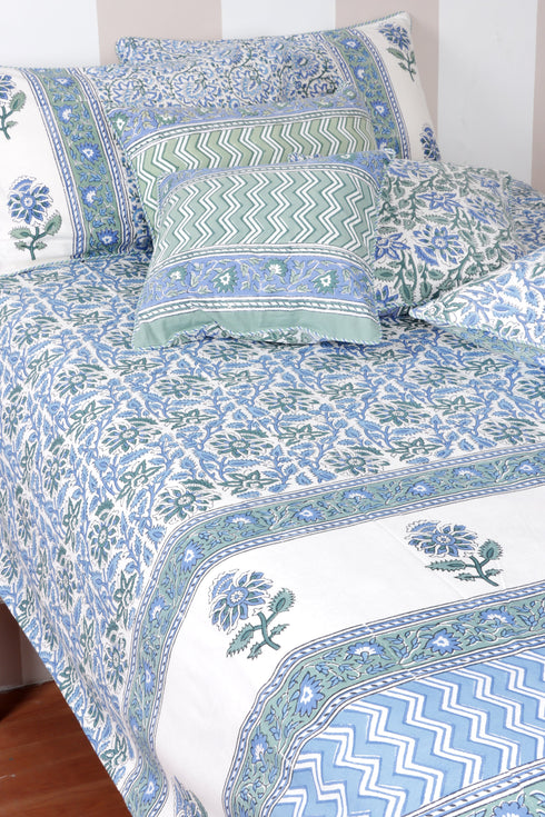 20s Cotton KING SIZE Bed Cover In Block Print