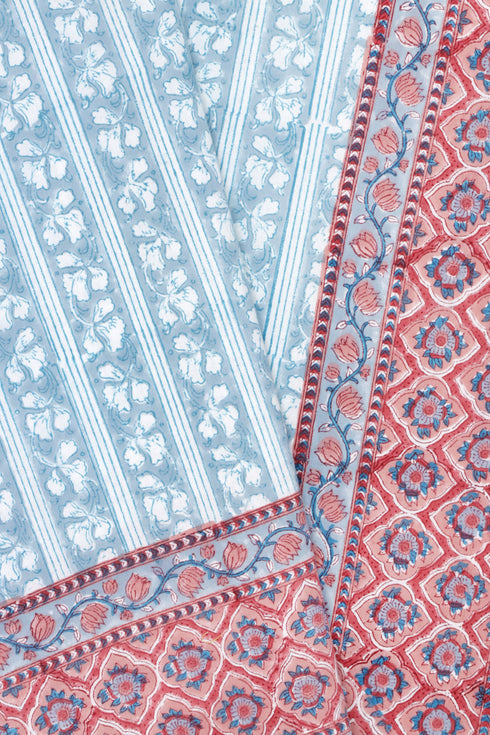 20s Cotton KING SIZE Bed Cover In Block Print