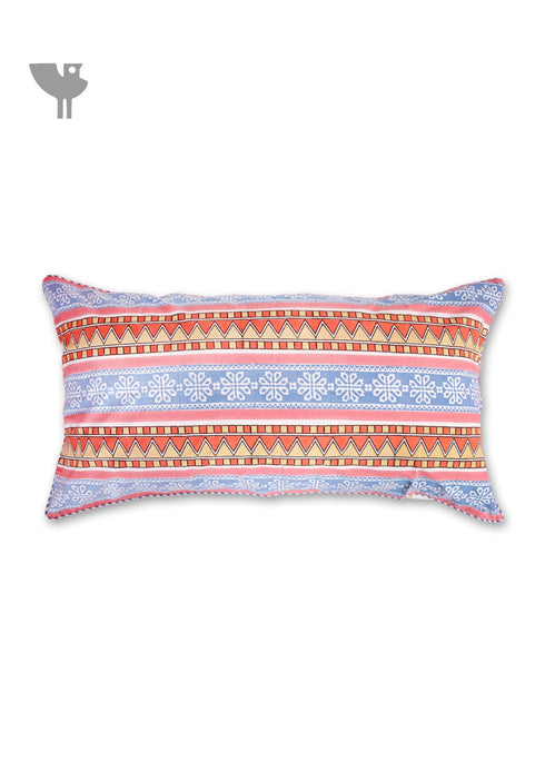 20s Cotton Lumbar Cushion Cover In Block Print