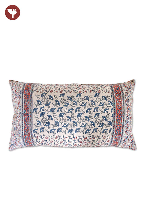 20s Cotton Cushion Cover in Floral Block Print