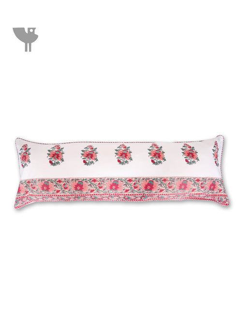 20s Cotton Lumbar Cushion Cover in Floral Block Print