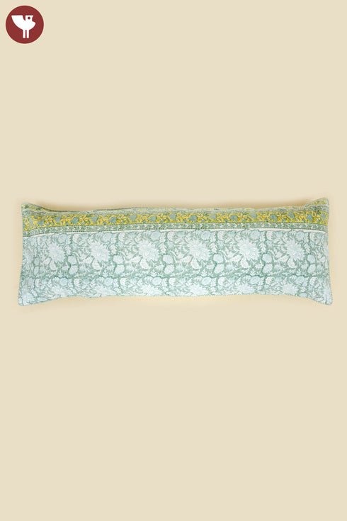 20s CottonLumbar Cushion Cover In Floral Block Print