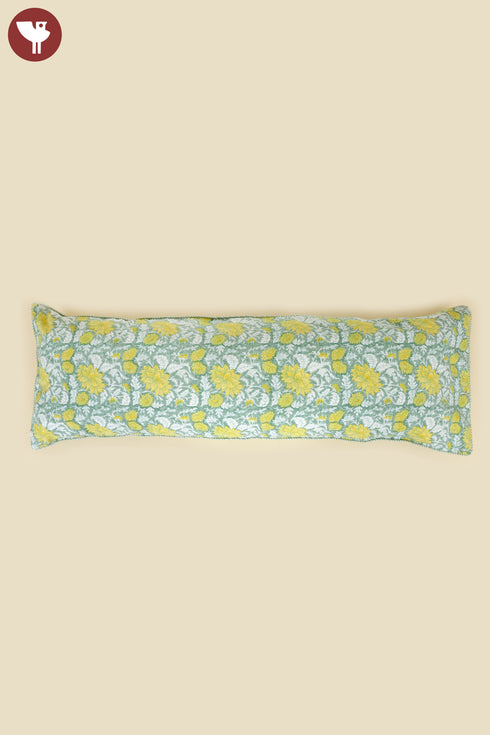 20s CottonLumbar Cushion Cover In Floral Block Print