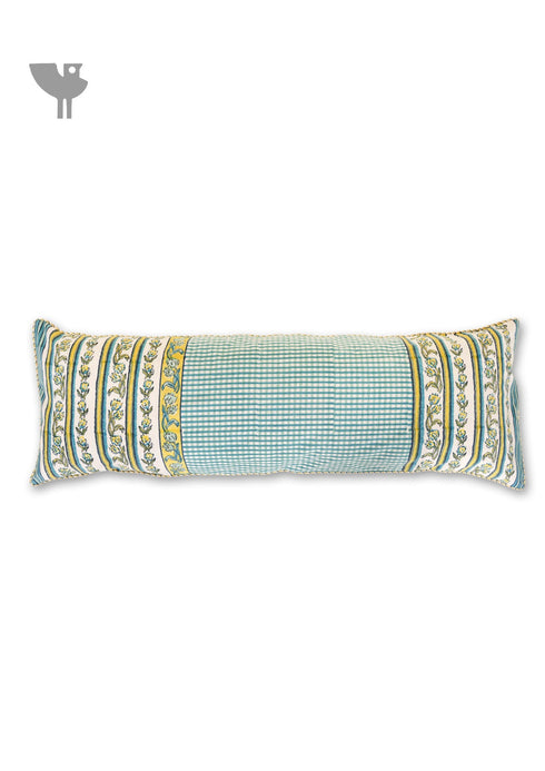 20’s Cotton Cushion Cover In Floral Block Print