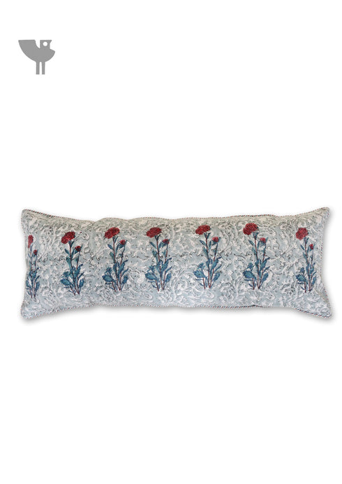 20s Cotton Lumbar Cushion Cover In Block Print