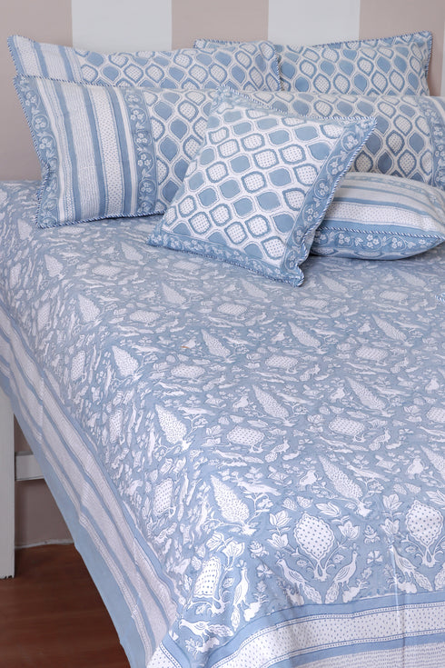 20s Cotton Lumbar Cushion Cover In Block Print