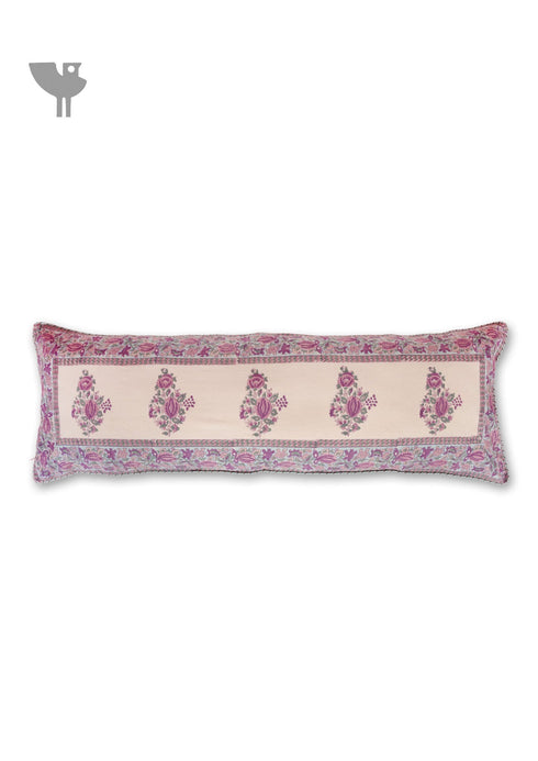 20s Cotton Lumbar Cushion Cover in Floral Block Print