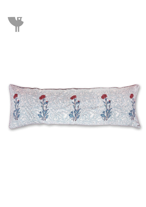 20s Cotton Lumbar Cushion Cover In Block Print