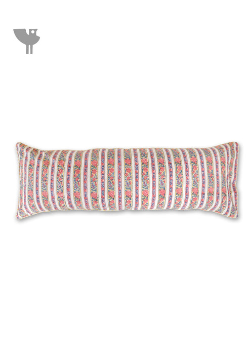 20s Cotton Lumbar Cushion Cover in Floral Block Print