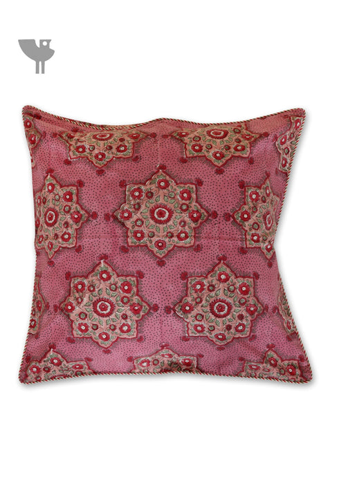 20s Cotton Cushion Cover in Floral Block Print