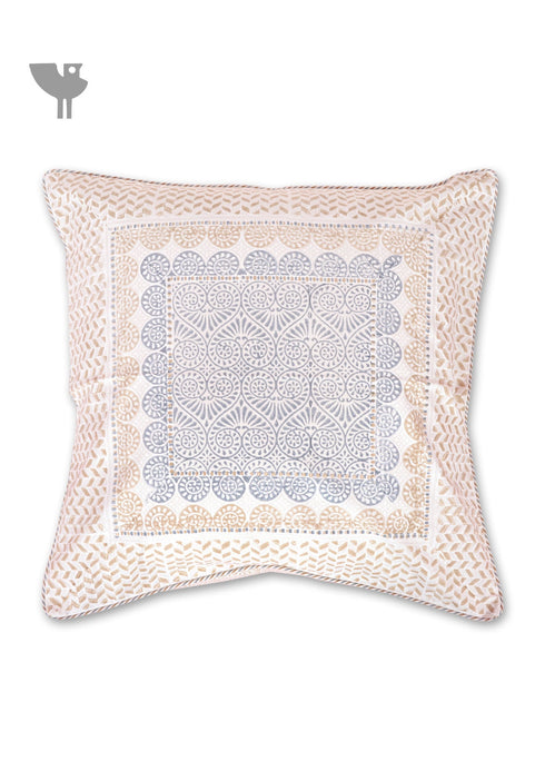 20s Cotton Cushion Cover in Block Print with Piping