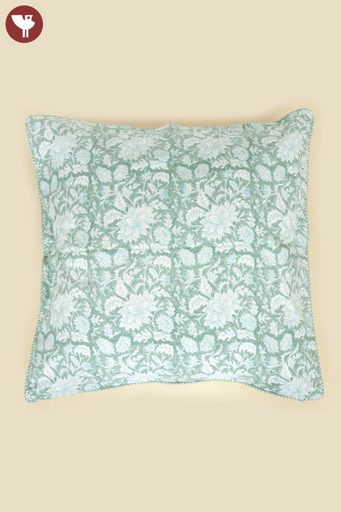 20s Cotton Cushion Cover in Floral Block Print