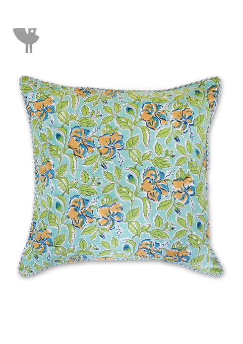 20s Cotton Cushion Cover in Floral Block Print