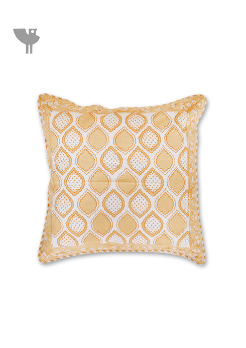 20s Cotton Cushion Cover in Block Print with Piping