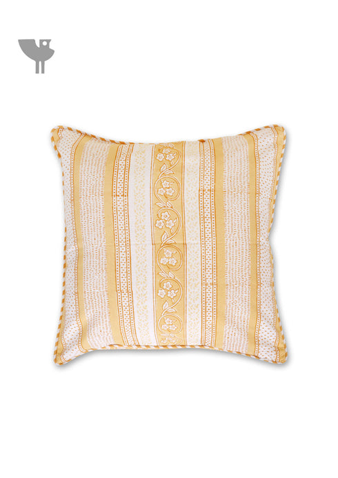 20s Cotton Cushion Cover in Block Print with Piping