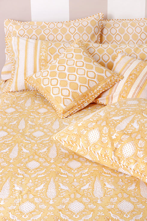 20s Cotton Cushion Cover in Block Print with Piping