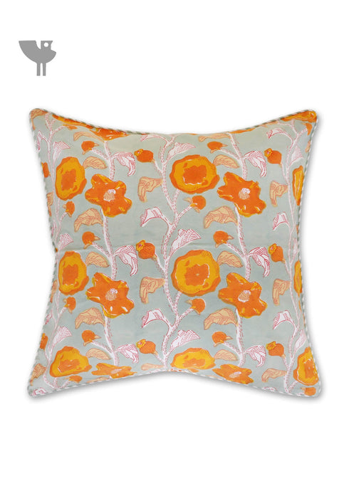 20s Cotton Cushion Cover in Floral Block Print