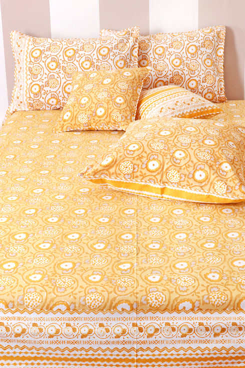 20s Cotton Cushion Cover in Block Print with Piping