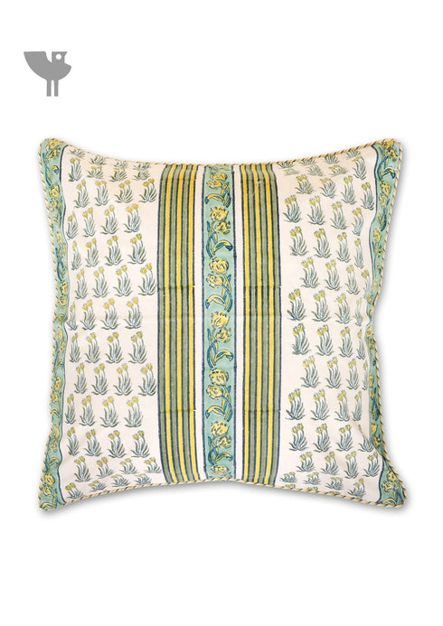 20’s Cotton Cushion Cover In Floral Block Print