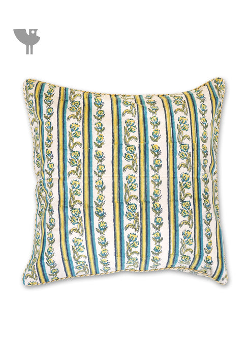 20’s Cotton Cushion Cover In Floral Block Print