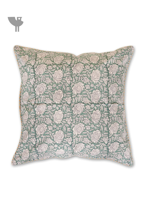 20s Cotton Cushion Cover in Block Print with Piping