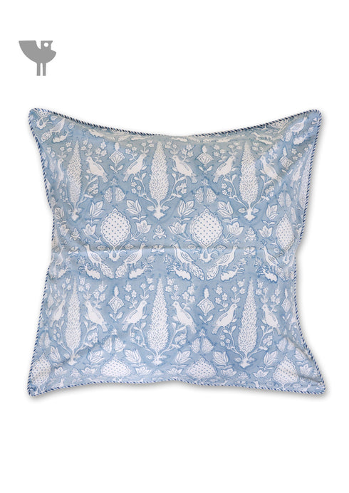 20s Cotton Cushion Cover in Block Print with Piping