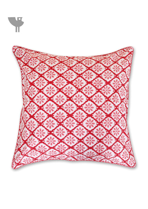 20s Cotton Cushion Cover in Block Print with Piping