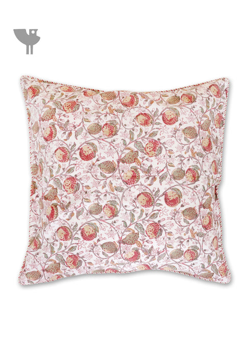 20s Cotton Cushion Cover in Block Print with Piping