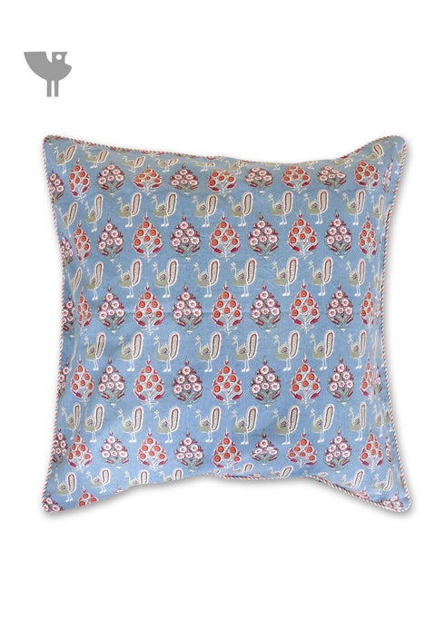 20s Cotton Cushion Cover in Block Print with Piping