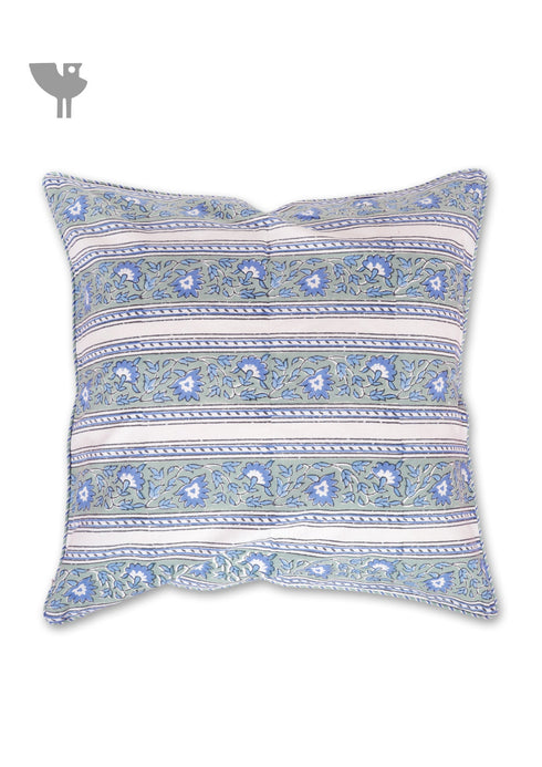 20s Cotton Cushion Cover in Floral Block Print
