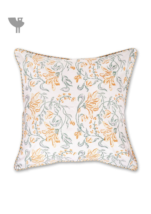 20s Cotton Cushion Cover in Floral Block Print