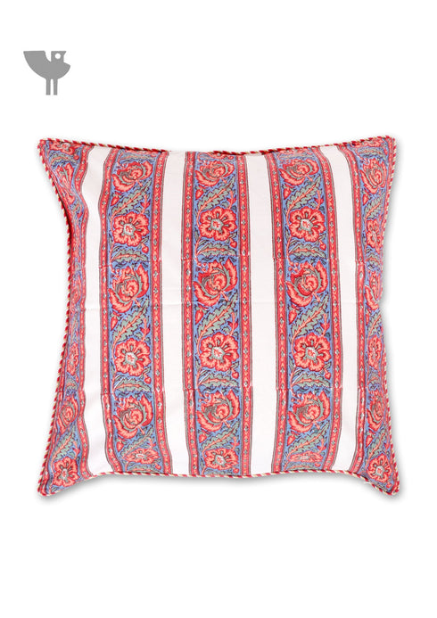 20s Cotton Cushion Cover in Floral Block Print