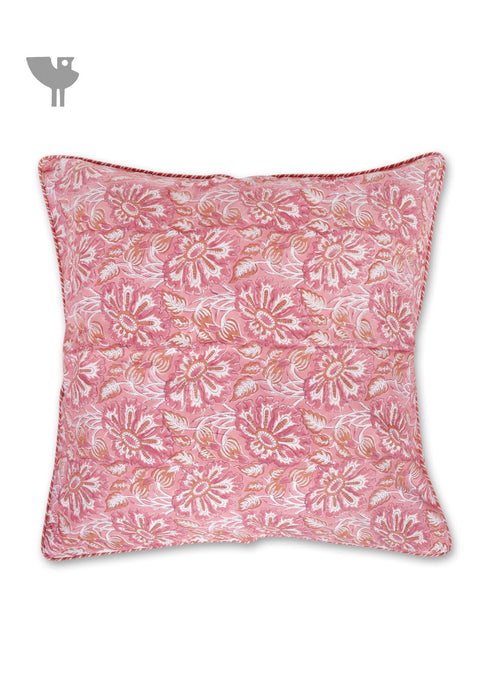 20s Cotton Cushion Cover in Floral Block Print