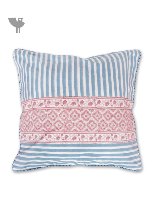 20s Cotton Cushion Cover in Floral Block Print