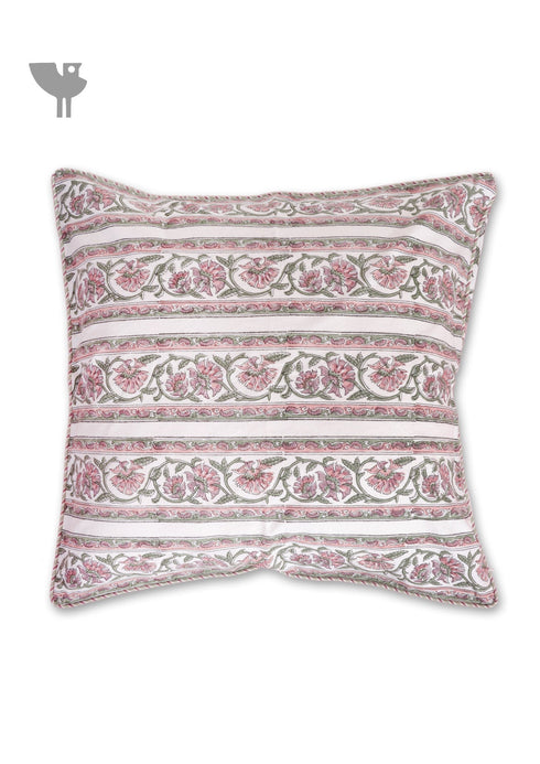 20s Cotton Cushion Cover in Floral Block Print