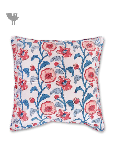 20s Cotton Cushion Cover in Floral Block Print