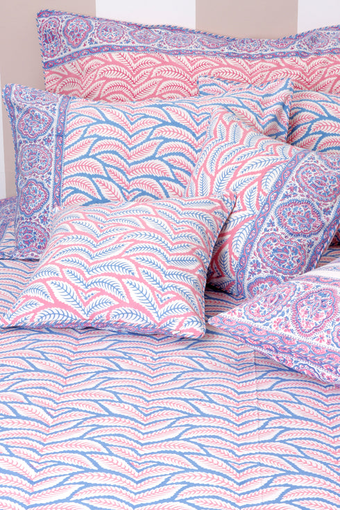 20s Cotton Cushion Cover in Block Print with Piping