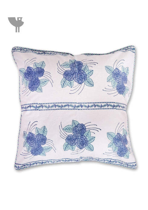 20s Cotton Cushion Cover in Floral Block Print