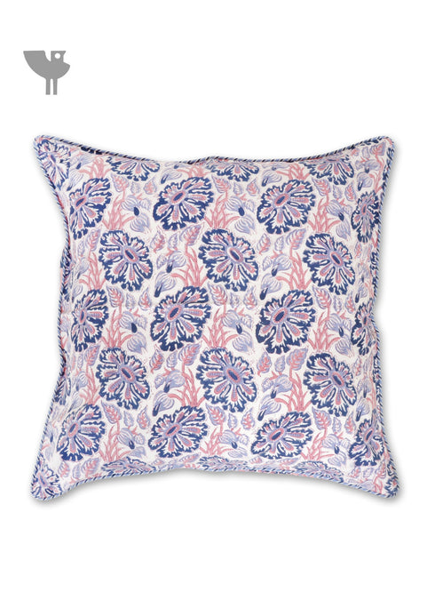 20s Cotton Cushion Cover in Floral Block Print