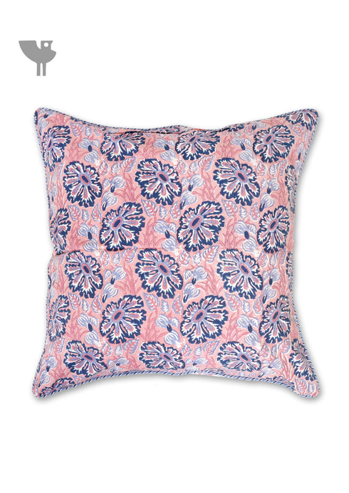 20s Cotton Cushion Cover in Floral Block Print