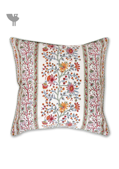 20s Cotton Cushion Cover In Floral Block Print
