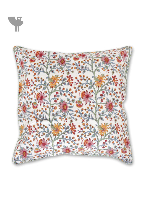 20s Cotton Cushion Cover In Floral Block Print