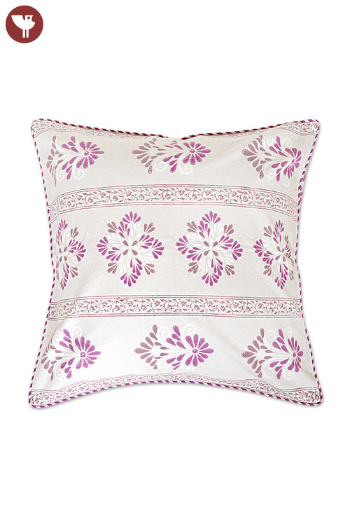 20s Cotton Cushion Cover in Floral Block Print