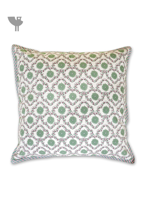 20s Cotton Cushion Cover in Floral Block Print
