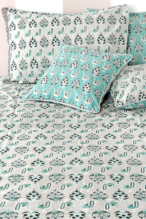 20s Cotton Cushion Cover in Block Print with Piping