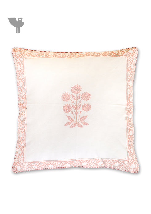 20s Cotton Cushion Cover in Floral Block Print
