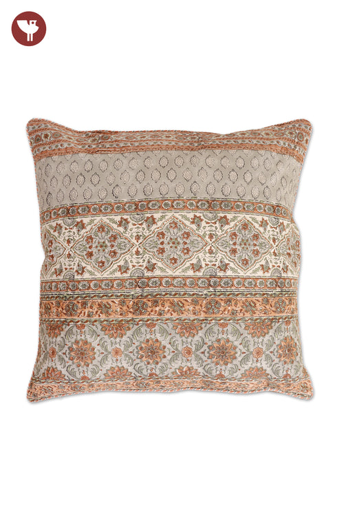 20s Cotton Cushion Cover in Floral Block Print