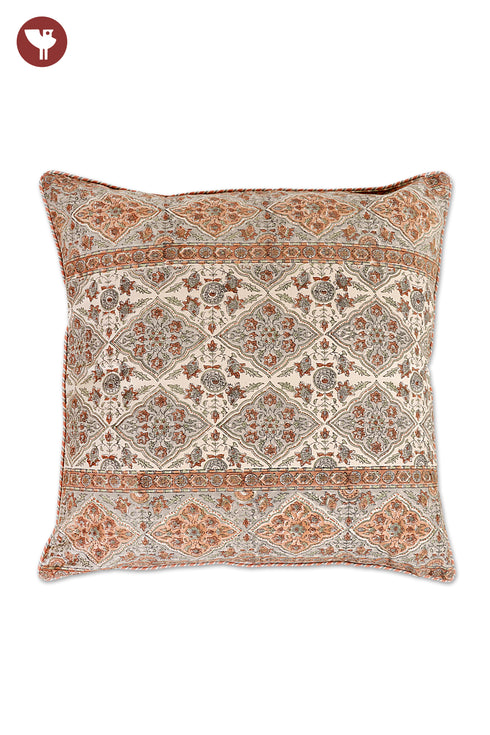 20s Cotton Cushion Cover in Floral Block Print