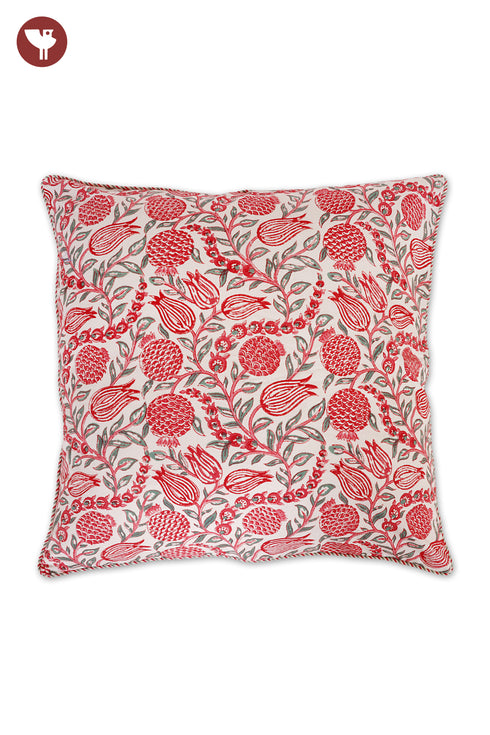20s Cotton Cushion Cover in Floral Block Print