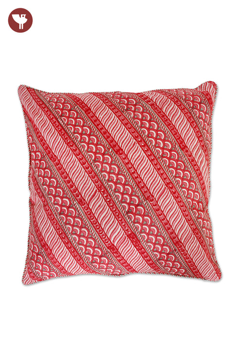 20s Cotton Cushion Cover in Floral Block Print
